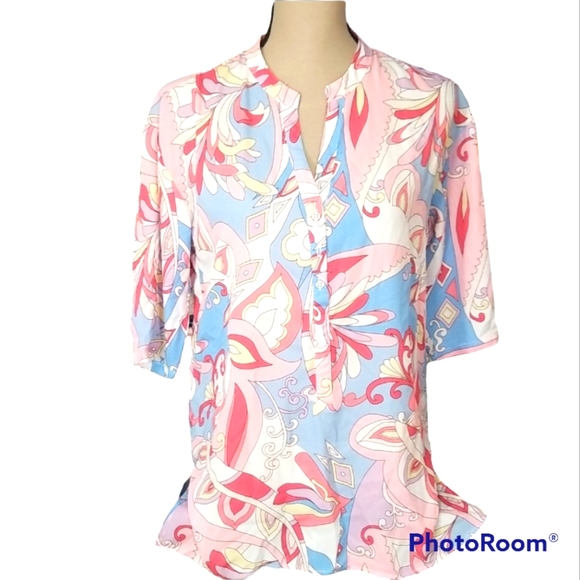 Zac & Rachel Tops - Zac & Rachel Abstract Print Tunic Top, Elbow sleeves.  S